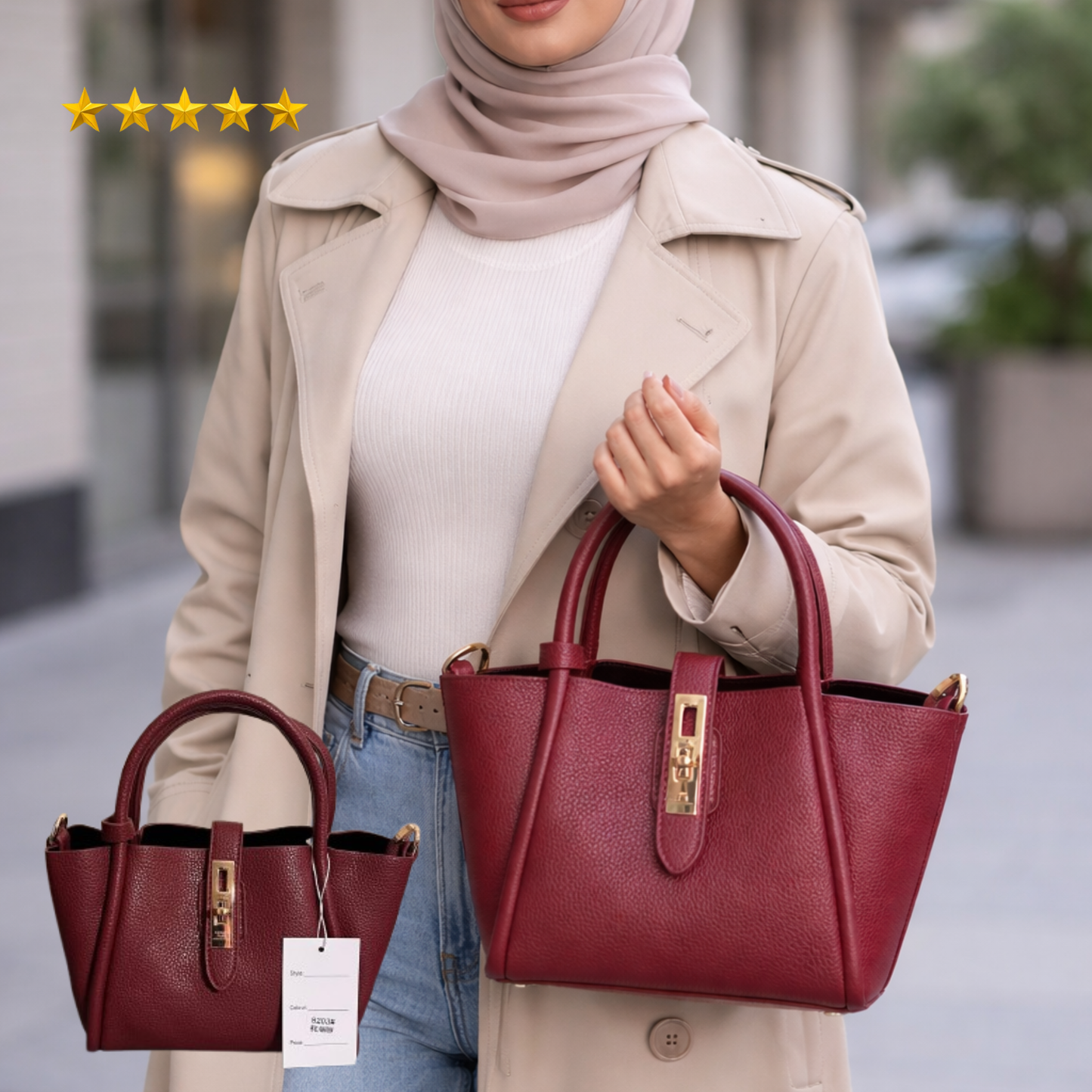 Elegant Soft Leather Handbag - Boorso
